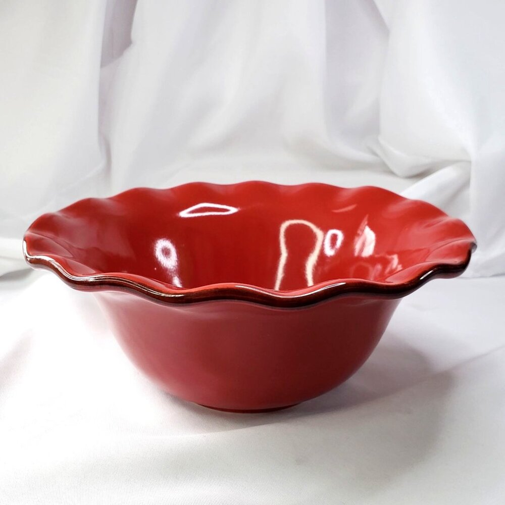 Village Collection Persimmon Red by Park Designs Scalloped Serving Bowl 10"